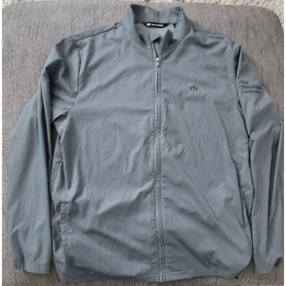Travis Mathew Men's Medium Grey Full Zip‎ Long Sleeve Nylon Gold Jacket Size XL